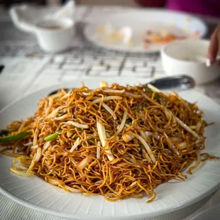 very well done fried noodle in soy sauce