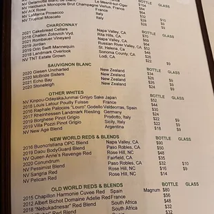 Wine list