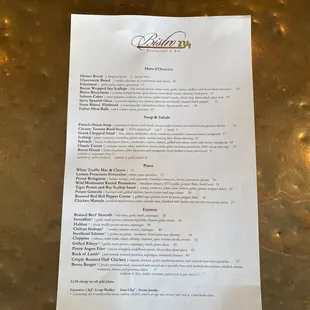 Dinner Menu