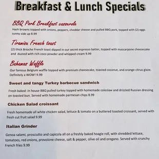 breakfast and lunch specials