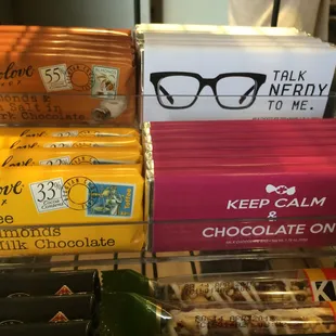 a variety of chocolate bars