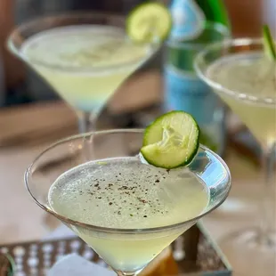 Custom Cucumber Martini with Crushed Mint and Squeezed Lime and Black Pepper