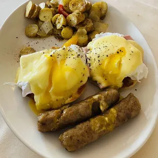 Eggs Benedict with Sausage.