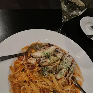 Fettuccine with vodka sauce &amp; grilled chicken!