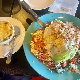 French onion soup and Wedge Salad