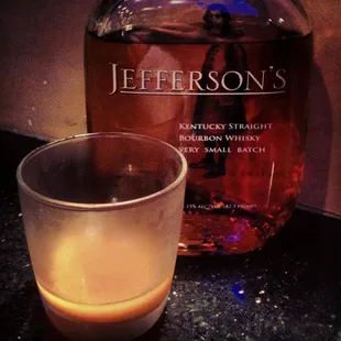 a shot of jefferson's kentucky straight bourbon whiskey