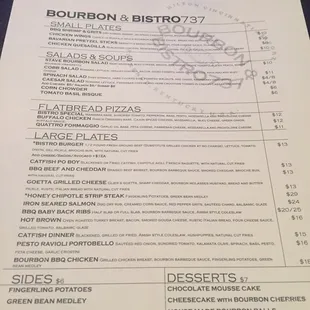 the menu of a restaurant