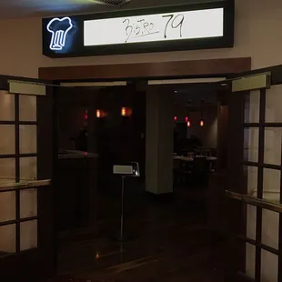 the entrance to the restaurant