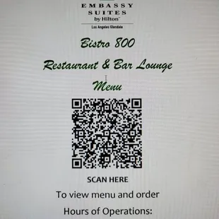 Bistro 800 QR Code - updated Menu