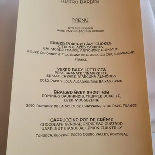 Tasting menu!