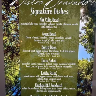 Lunch menu.