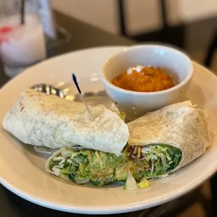 Avocado Supreme Sandwich with Carrot Souffle side