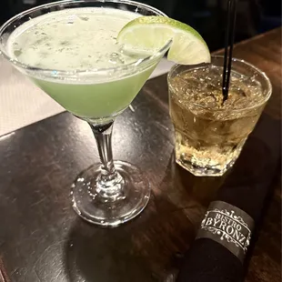 Cucumber Lime Martini &amp; Maker&apos;s Mark Whiskey.
