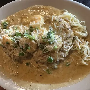 Cajun Shrimp &amp; Eggplant Pasta.
