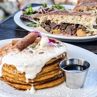 Pumpkin pancakes and Zeus sandwich