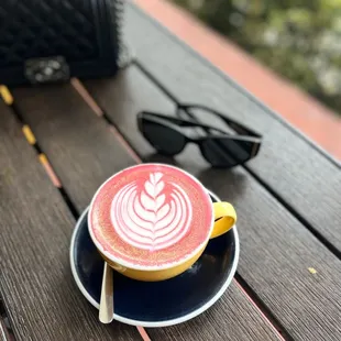 Pink glitter latte