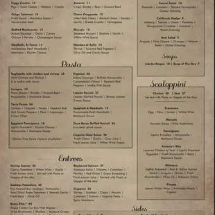 New Dinner menu 7/13/21