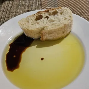 Fresh bread with olive oil and balsamic vinegar