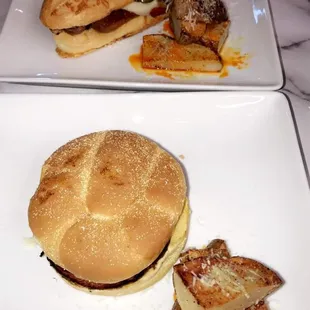 Italian sausage sandwich pictured on top and taste of jersey on the plate below