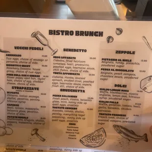 Brunch menu