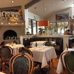 A view of the restaurant towards the front from within the dining room room