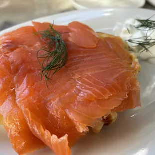 Salmon potato waffle app $19