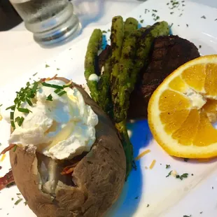 Filet with asparagus and baked potato Mmmm
