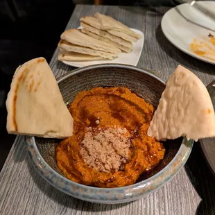 Muhammara with flat bread