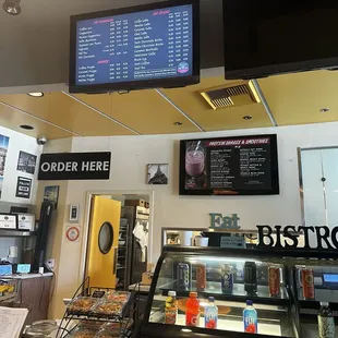 Menu above the counter