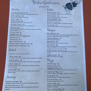 Food menu april 2023