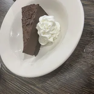 Chocolate mousse pie. Probably not made in-house , but it was delicious.