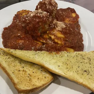 Ravioli and meatballs