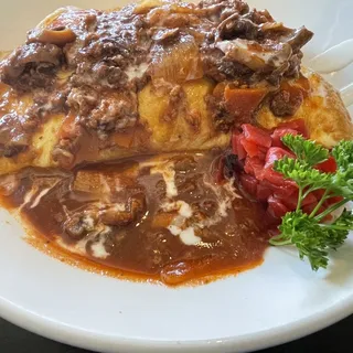 50322806. Omelet Rice with Hashed Beef Sauce Lunch Combo