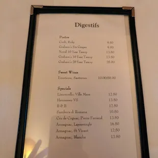 menu