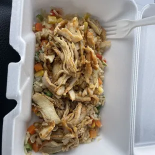 Fork is for portion size. Literally just to cover the bottom. For 18$ was very disgusting