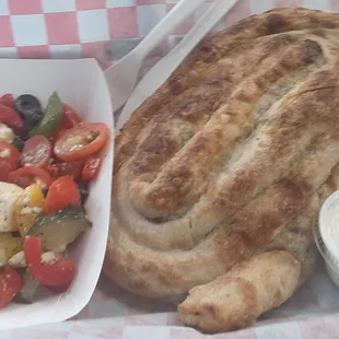 Spinach Feta Pie and Greek Salad