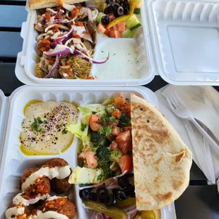 Top - gyro plate Bottom - falafel plate