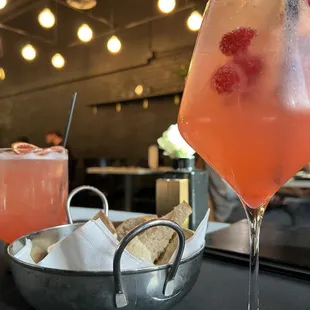 Berry spritz mocktail and grapefruit cello martini.
