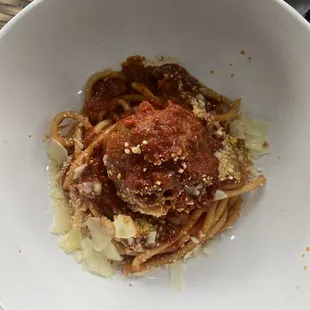 Meatball &amp; Bucatini Pasta