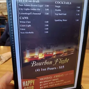 a menu for a beer flight