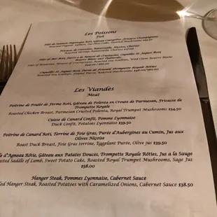 a menu on a table