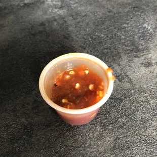 Chinese hot vinegar served in a Thai restaurant.