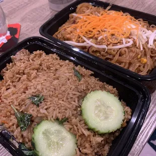 Basil fried rice &amp; pad Thai