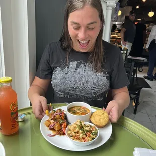 Pineapple chicken teriyaki, wedding soup, cornbread, pasta salad