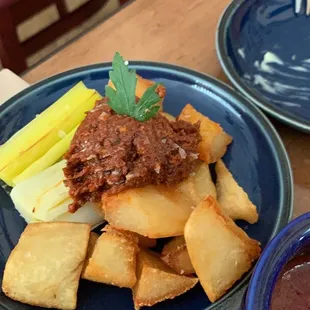 two plates of food on a table
