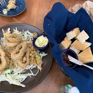 Calamari and their amazing house made jam and bread. Yummy! Can't wait for our pastas!