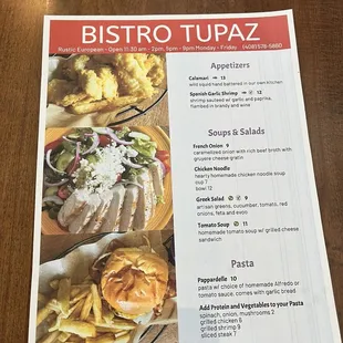 Bistro Tupaz Menu (part one)