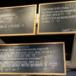 menus on a blackboard in a restaurant