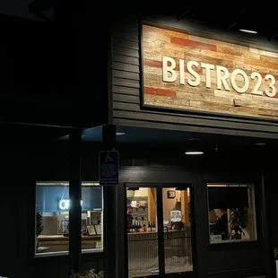 Exterior - cold and icy night but they are open!