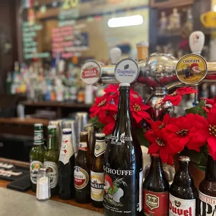 a variety of beer bottles